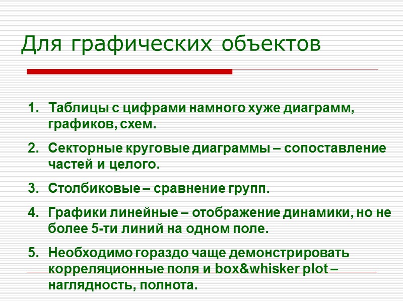 Для графических объектов Таблицы с цифрами намного хуже диаграмм, графиков, схем. Секторные круговые диаграммы